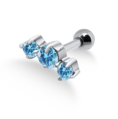 Aquamarine Triple Stones Helix Ear Piercing TIP-252s-AQ